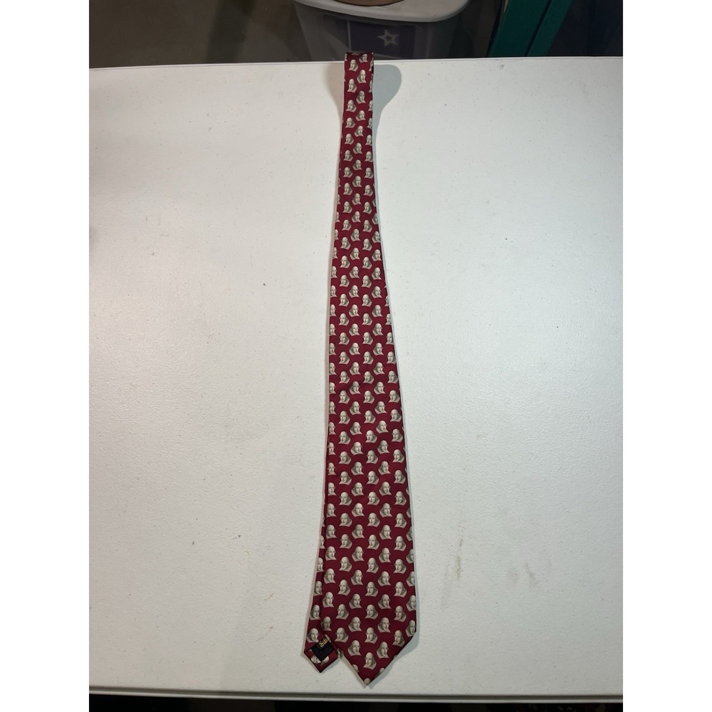Josh Bach Silk Tie Red‎ Shakespeare Handmade Necktie